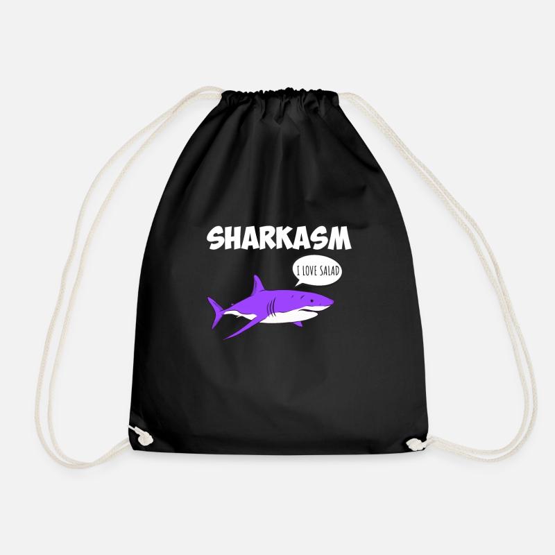 Sharkasm Sarkasmus Hai Ironie Vegetarier - Turnbeutel - Schwarz