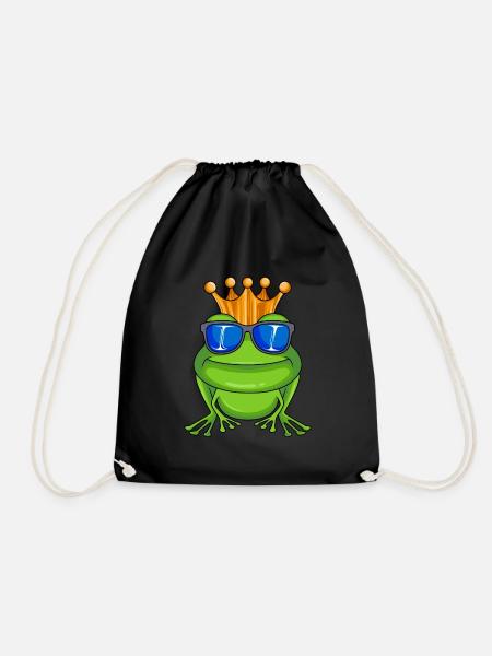 Frosch mit Krone und Sonnenbrille König - Turnbeutel - Schwarz