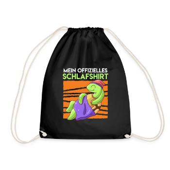 Mein offizielles Schlafshirt mit Schildkröte - Turnbeutel - Schwarz - Vorne