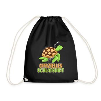 Offizielles Schlafshirt mit Schildkröte - Turnbeutel - Schwarz - Vorne