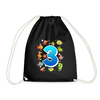 3rd birthday boy 3 years - Drawstring Bag - black - Front