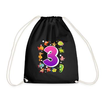 3. Geburtstag Mädchen 3 Jahre - Turnbeutel - Schwarz - Vorne