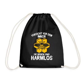 Vorsicht vor dem Imker Bienen sind Harmlos - Turnbeutel - Schwarz - Vorne