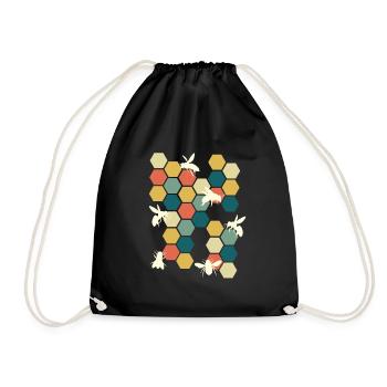 Honeycombs Beehive Beekeeper - Drawstring Bag - black - Front