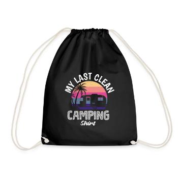 Mein letztes sauberes Camping Shirt - Turnbeutel - Schwarz - Vorne