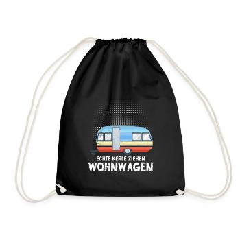Real guys pull caravan campers - Drawstring Bag - black - Front