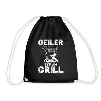 Geiler Typ am Grill Grillen Männer lustiges - Turnbeutel - Schwarz - Vorne