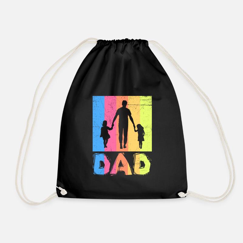 Papa 2 mal 2 Kinder Vater 2 Töchter Papa 2 Söhne - Turnbeutel - Schwarz
