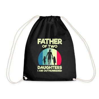 Dad 2 Children Papa 2 Daughters - Drawstring Bag - black - Front