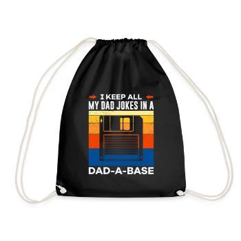 I keep all my Dad Jokes in a Dad-a-Base Papa Witze - Drawstring Bag - black - Front