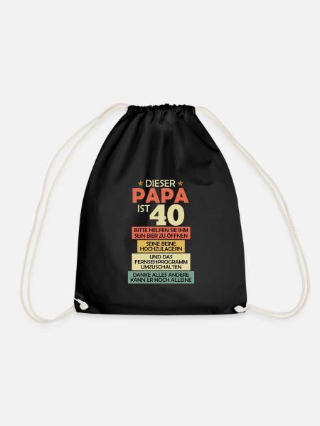 Papa Geburtstag 40 Jahre Herren 40. Geburtstag - Turnbeutel - Schwarz