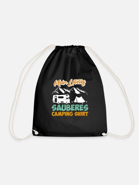 Letztes sauberes Camping Shirt - Turnbeutel - Schwarz