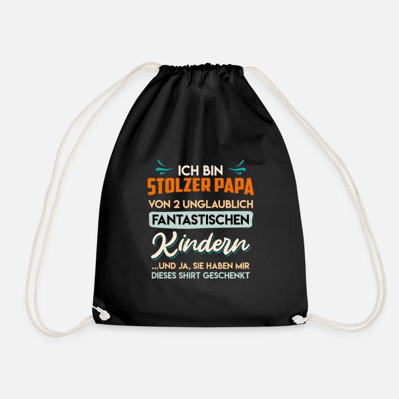 Papa 2 Kinder Papa 2 Töchter 2 Söhne Vater - Turnbeutel - Schwarz