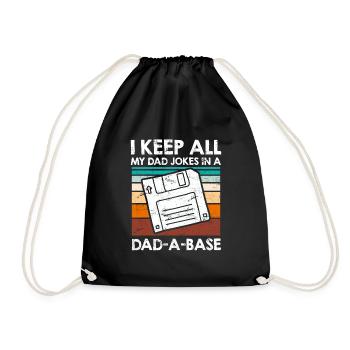 Keep my Jokes in a Dad-a-base Papa Witze - Drawstring Bag - black - Front