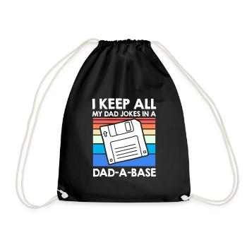 Keep my Jokes in a Dad-a-base Papa Witze - Drawstring Bag - black - Front