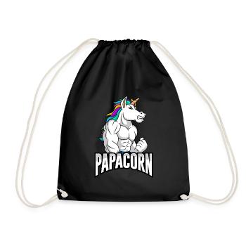 Papacorn Unicorn Father-to-be Dad - Drawstring Bag - black - Front