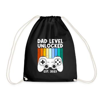 Dad Level unlocked werdender Vater 2023 - Turnbeutel - Schwarz - Vorne
