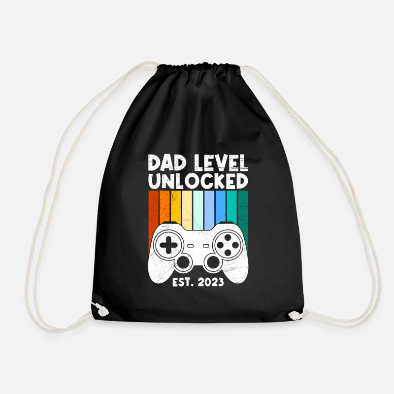 Dad Level unlocked werdender Vater 2023 - Turnbeutel - Schwarz