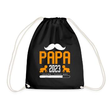 Papa 2023 loading werdender Papa 2023 - Turnbeutel - Schwarz - Vorne
