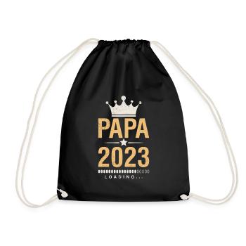 Papa 2023 loading werdender Papa 2023 - Turnbeutel - Schwarz - Vorne