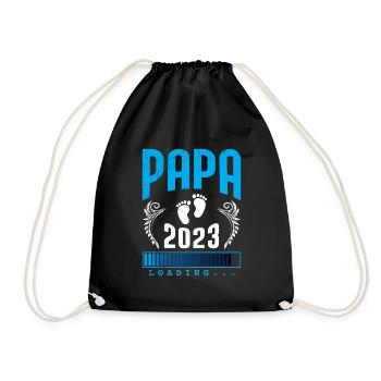 Papa 2023 loading werdender Papa 2023 - Turnbeutel - Schwarz - Vorne