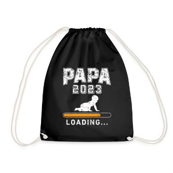 Papa 2023 loading werdender Papa 2023 Vater 2023 - Turnbeutel - Schwarz - Vorne