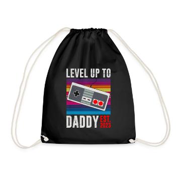 Level up to Daddy 2023 Dad-to-be - Drawstring Bag - black - Front