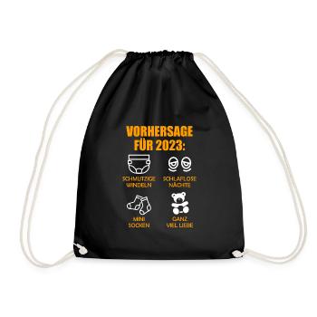 Werdende Eltern Vorhersage für 2023 Werdender Papa - Turnbeutel - Schwarz - Vorne