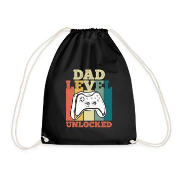 Dad Level unlocked werdender Vater Papa 2023 - Turnbeutel - Schwarz - Vorne