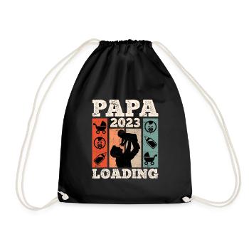 Papa 2023 loading werdender Papa 2023 - Turnbeutel - Schwarz - Vorne