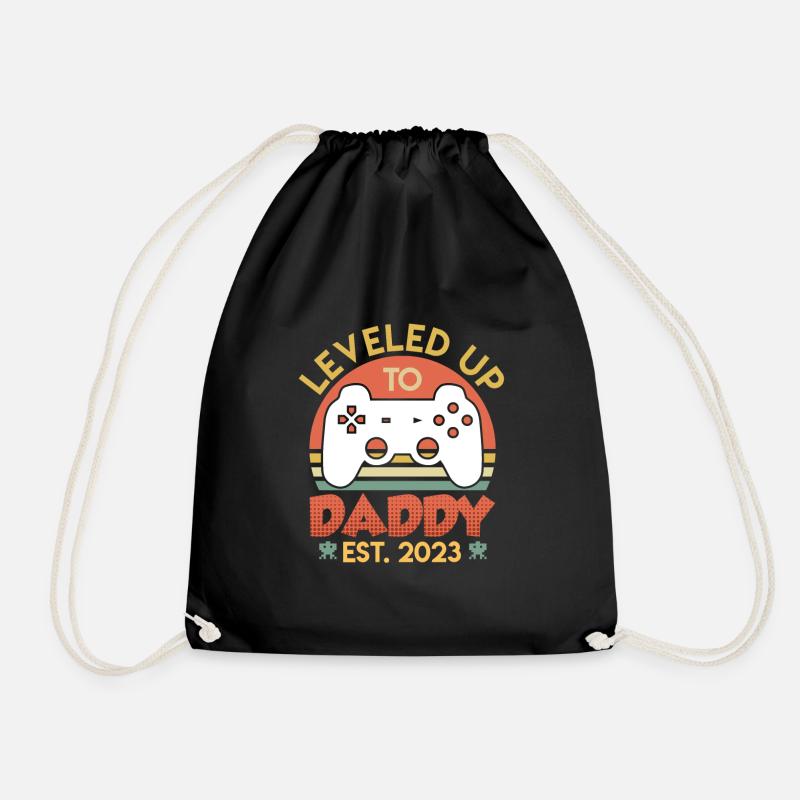 Daddy 2023 Leveled up to Dad 2023 Papa - Turnbeutel - Schwarz