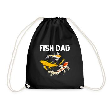Fisch Papa Koi Karpfen Koi Teich - Turnbeutel - Schwarz - Vorne
