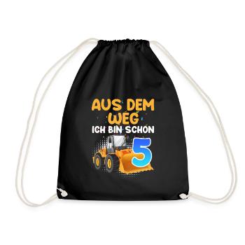 Aus dem Weg ich bin 5 Jahre 5. Geburtstag - Turnbeutel - Schwarz - Vorne
