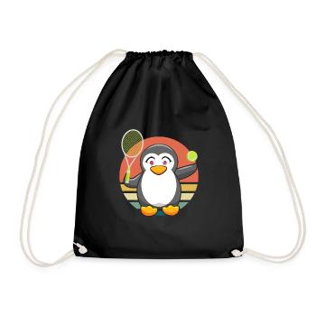 Tennis Pinguin Kinder Tennis - Turnbeutel - Schwarz - Vorne