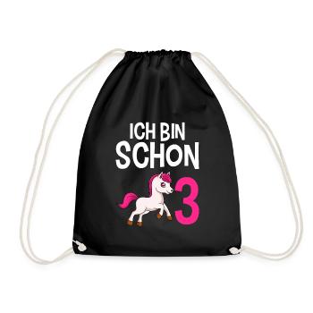 3 Jahre Mädchen 3. Geburtstag Mädchen - Turnbeutel - Schwarz - Vorne
