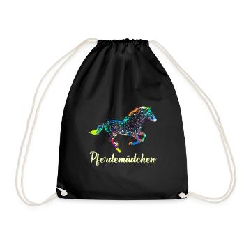 Pferdemädchen Reiterin Pferde Mädchen - Turnbeutel - Schwarz - Vorne
