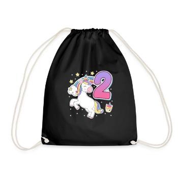 2 years 2nd birthday girl - Drawstring Bag - black - Front