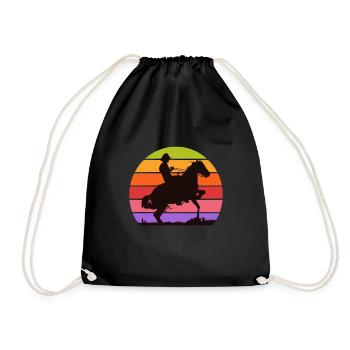 Western Cowboy Rider Horses - Drawstring Bag - black - Front