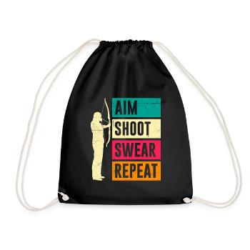 Aim Solve Swearing Again Archery - Drawstring Bag - black - Front