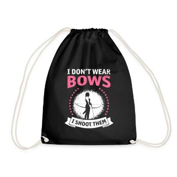 I don't wear Bow i shoot them women - Drawstring Bag - black - Front