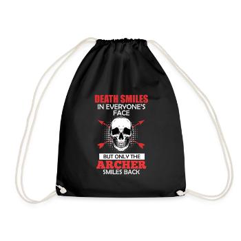 Archer smiles Archery saying - Drawstring Bag - black - Front