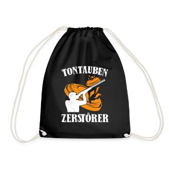Tontauben Zerstörer Tontaubenschießen - Turnbeutel - Schwarz - Vorne