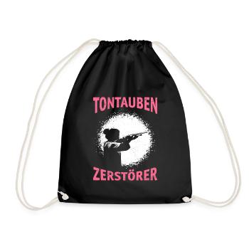 Tontauben Zerstörer Damen Tontaubenschießen - Turnbeutel - Schwarz - Vorne