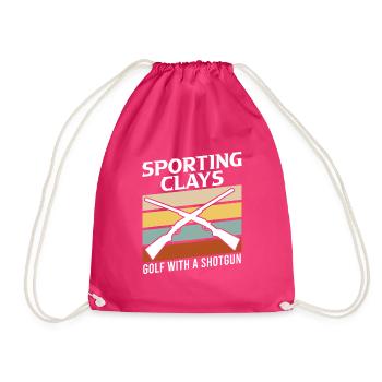 Clay pigeon shooting golf with shotgun - Drawstring Bag - fuchsia - Front