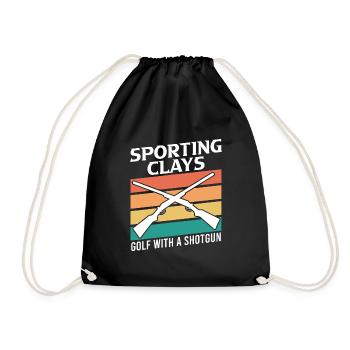 Clay pigeon shooting golf with shotgun - Drawstring Bag - black - Front