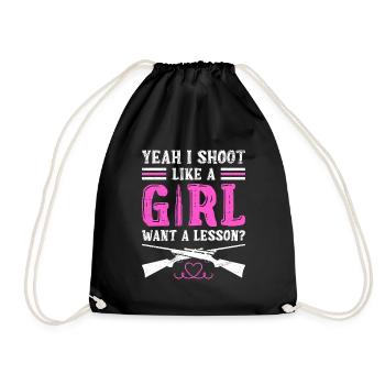 Yeah i shoot like a girl want a lesson? Shoot - Drawstring Bag - black - Front