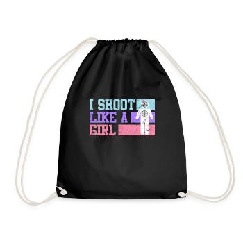 I shoot like a Girl Women's Sports Shooting - Drawstring Bag - black - Front