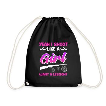Shoot like a girl women's sports shooter - Drawstring Bag - black - Front