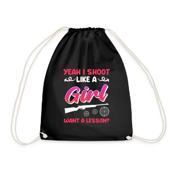 Shoot like a girl women's sports shooter - Drawstring Bag - black - Front