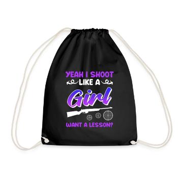 Shoot like a girl women's sports shooter - Drawstring Bag - black - Front